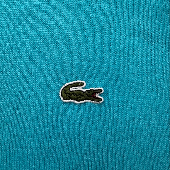 LACOSTE V-Neck Cotton Knit Sweater Blue Teal Size 8 (3XL) - Picture 5 of 15